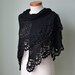 Black crochet triangular shawl with royal trim G760