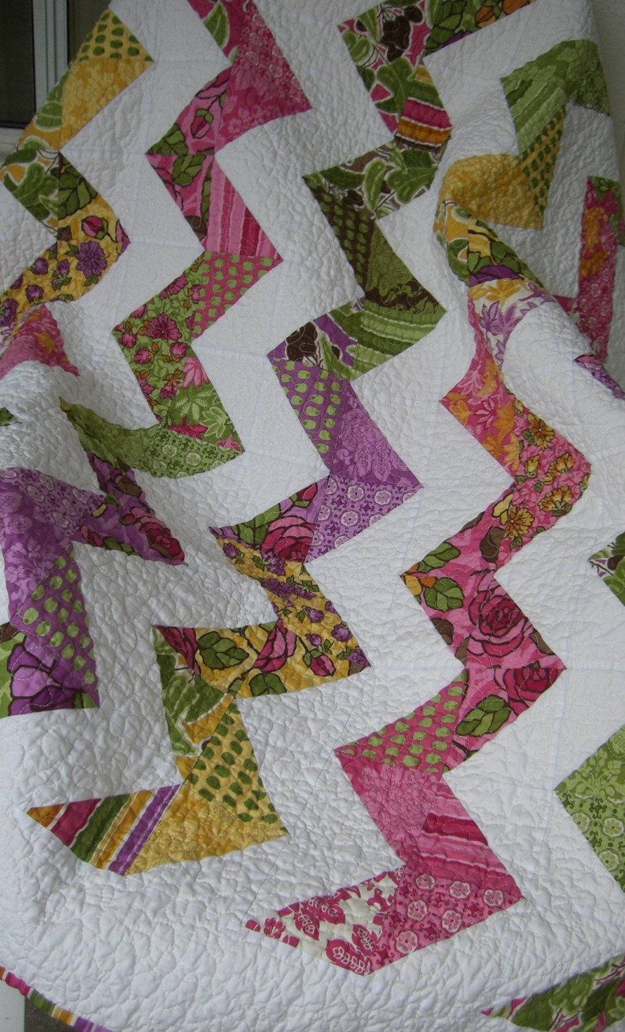 Handmade Santorini Zigzag Quilt Eco Friendly