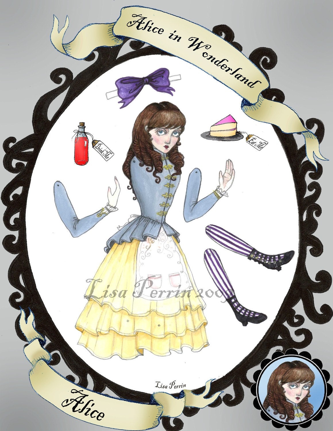 Alice in Wonderland PAPER DOLL SET