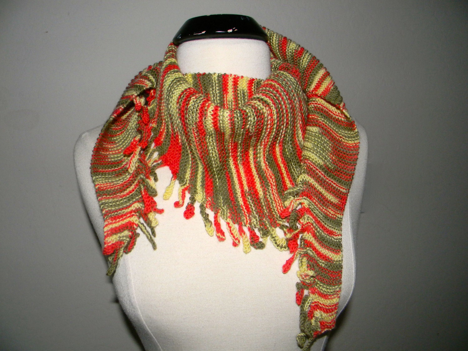 Hand knit  scarf, Baktus scarf, in washable merino
