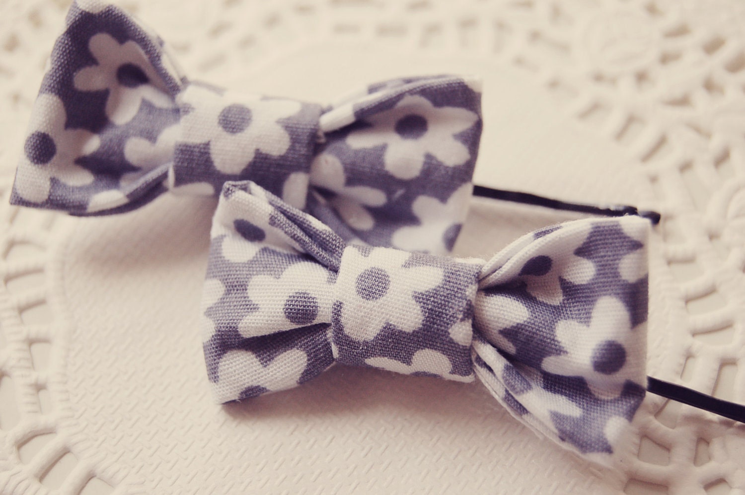 Two Mini Hair Bow Clips - charlotteandmoon