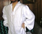 Large White Linen Men's Renaissance Shirt - SCA, LARP