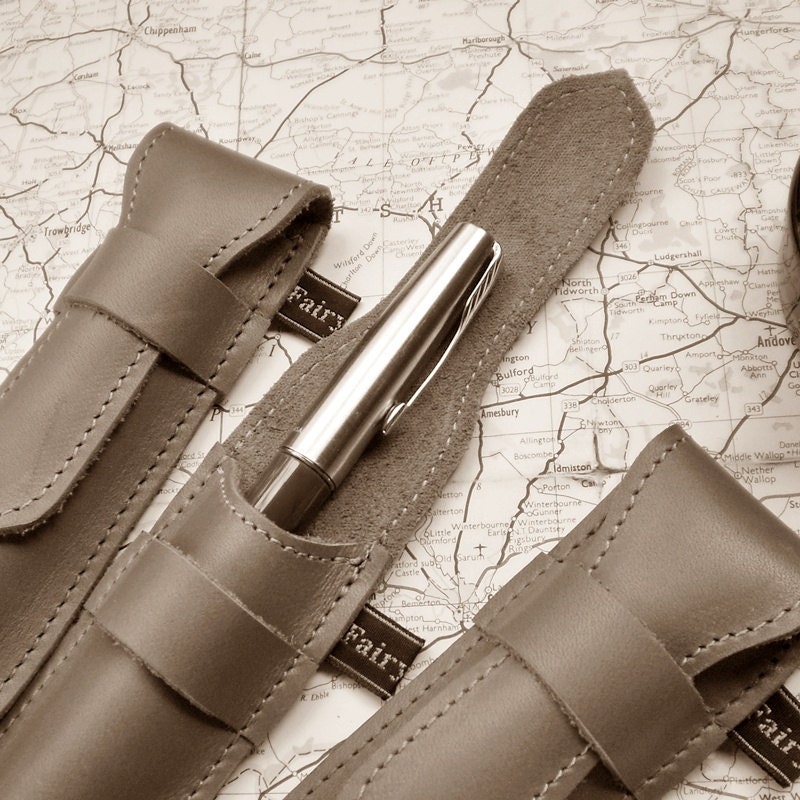 Handmade Leather Pen Case, Fountain pen case, Orange juice NIB
