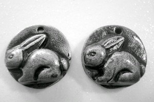 Black and Silver Polymer Clay Bunny Beads