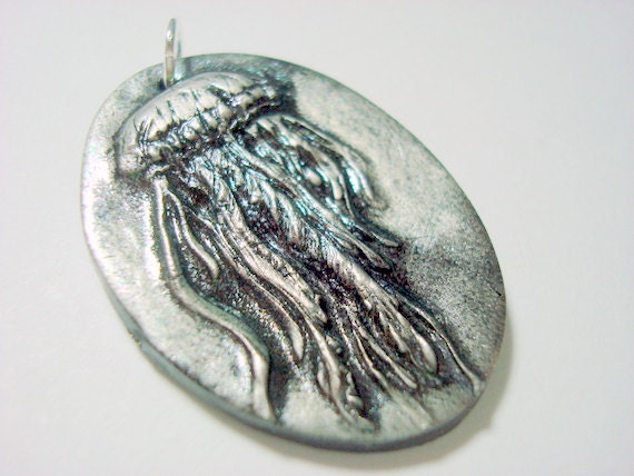 From the Depths Handmade Black and Silver Jellyfish Pendant