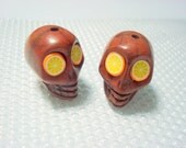 Chocolate Orange Howlite Skull Beads