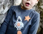 Starry Rocket Birthday Shirt, Custom Asphalt Grey Toddler and Kids T-shirt