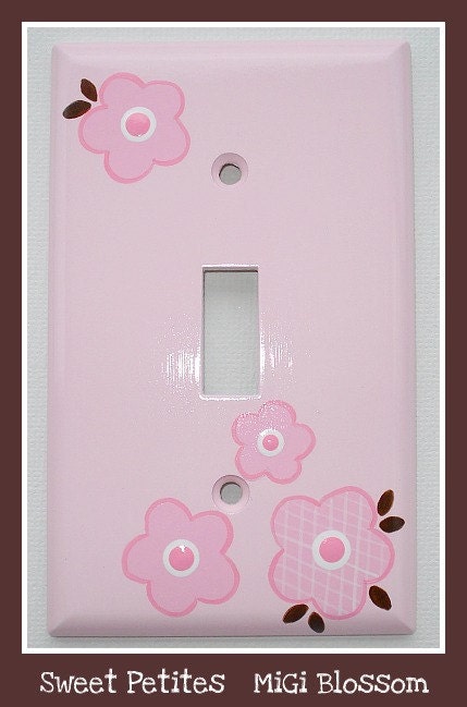 Hand Painted Switch Plate Cover MiGi Blossom Pink