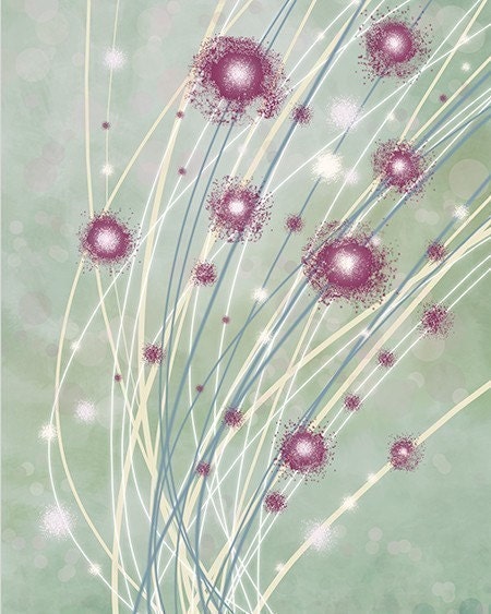 Purple Green Flower Art Print - Destiny (green) - 8x10 Print