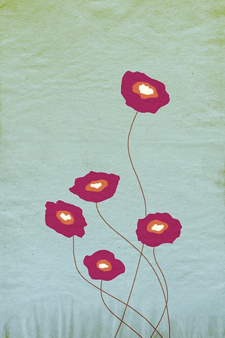 24x36 Art Print - Red poppies - Stay Close - 24 x 36 LARGE Print - Flower art
