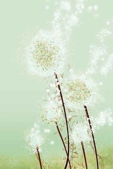 Dandelion Art - Perennial Moment (tea green) - 12x18 Print