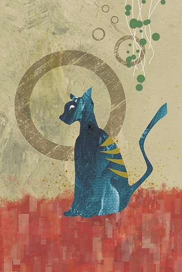 24x36 Cat Art Print - Contemplation - LARGE Print - Modern Home Decor Wall Art