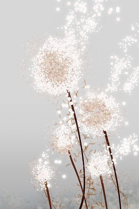 Dandelion Art - Perennial Moment (silver) - 24x36 LARGE Print