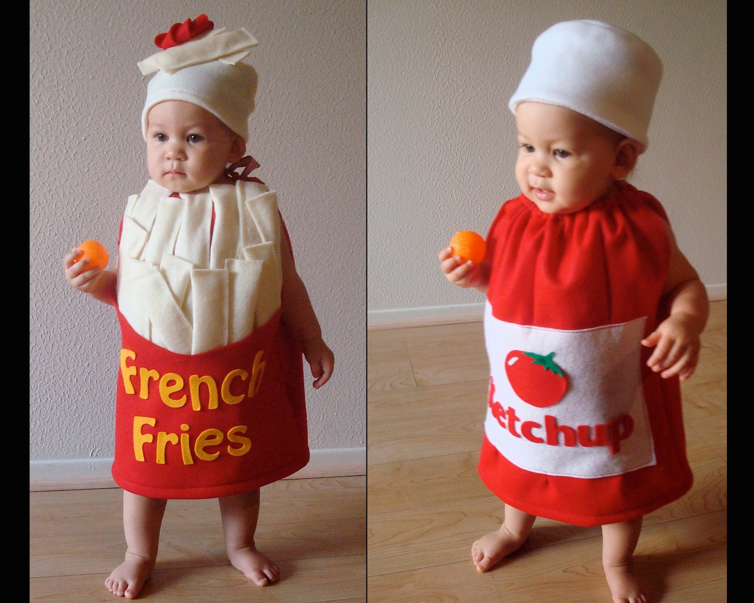 Twin Set- French Fries and Ketchup Bottle Kids Costumes
