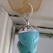 SOMETHING BLUE-New Robin's egg blue color- Custom Handstamped wedding bridal bouquet charm- Fits European style charm bracelet