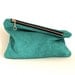 Leather mini clutch aqua blue