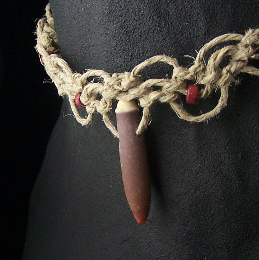 Hemp Jewelry Sea Urchin Pendant Clasp Necklace Choker  - Free Shipping