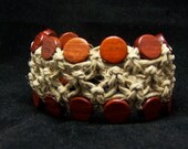 Hemp Jewelry Wood Bead Bracelet Cuff 3  - Free Shipping