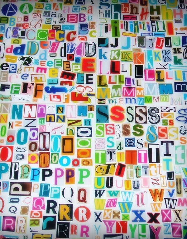 MultiColor Set 1 Printable Digital Alphabet, A to Z, Magazine Letters, Upcycled, Cutout Letters, Collage Letters, Ransom Note