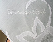 hand embroidered vintage hanky - unrequited - free shipping