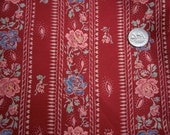 Vintage Fabric - One yard x 55" (extra wide) - Red Shabby Chic Floral