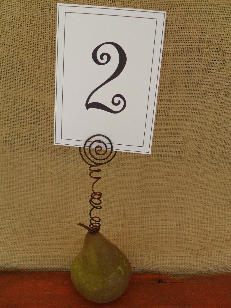 25 Fall Rustic Table Number Holder for Pears, Pumpkins, Apples also Menu card holders, picture holders