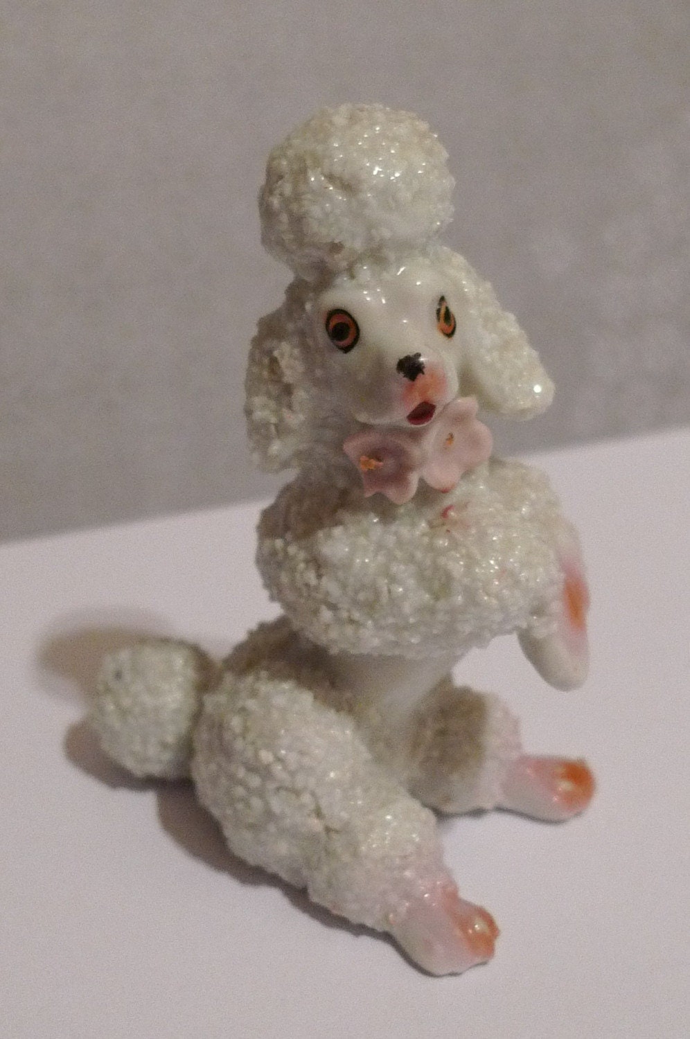 pinky porcelain poodle figurine made in japan 1950s by cozystudio