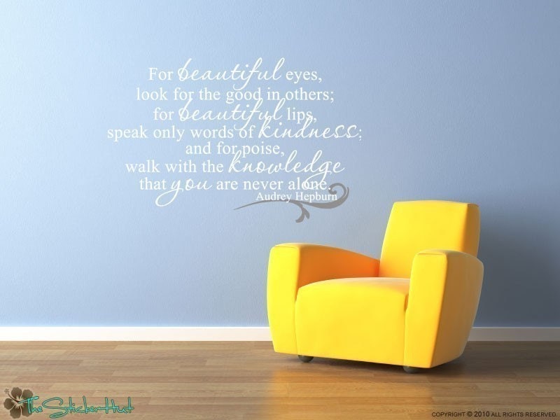 For Beutiful Eyes Audrey Hepburn Famous Quote Saying Vinyl Wall Art Lettering Decals Stickers 830