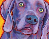 WEIMARANER Dog Art Original Painting on Canvas 6x6 by Lynn Culp