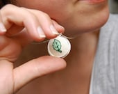 Handmade Leaf Necklace in Sterling Silver with Hand Embroidery