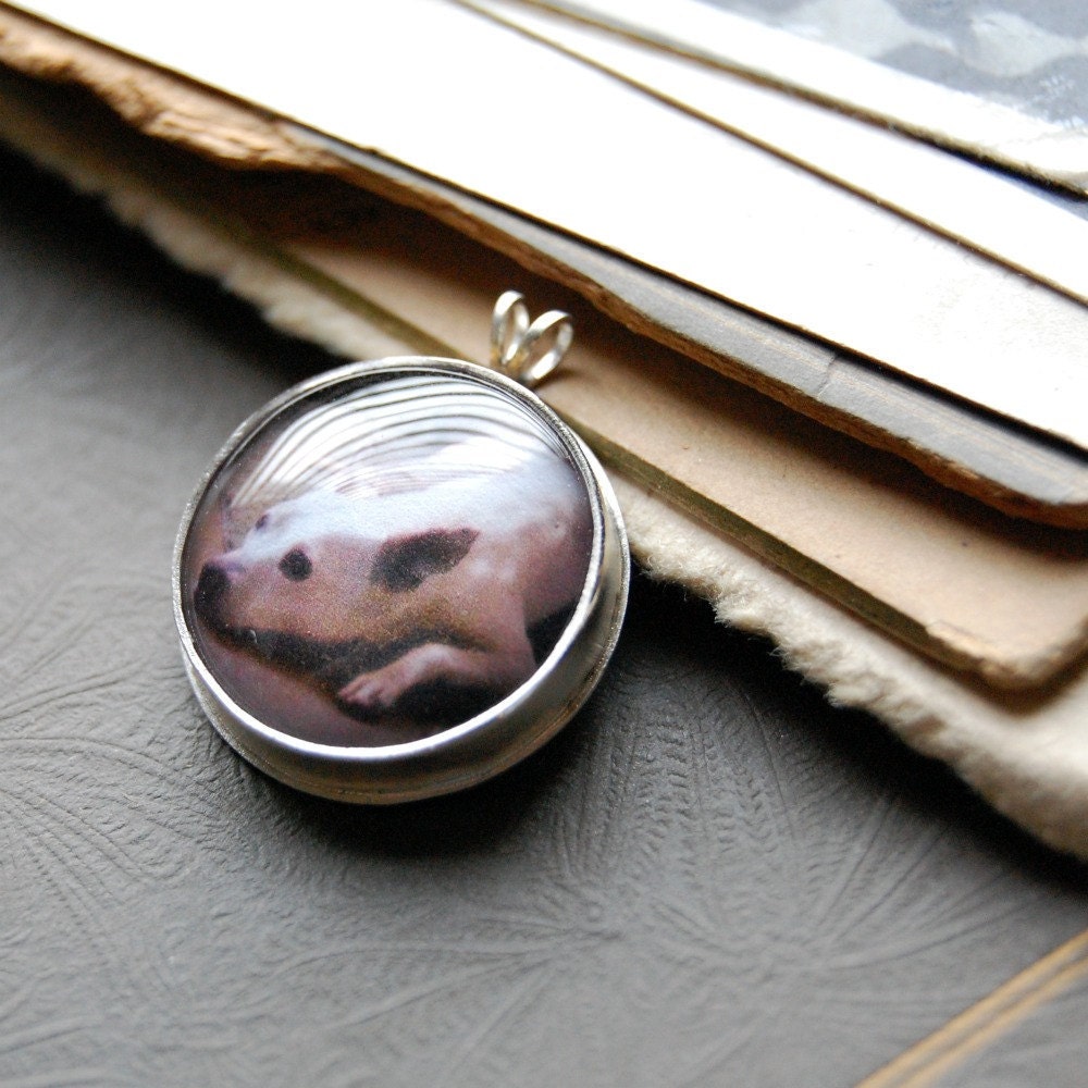 Simple Round Custom Photo Pendant in Sterling Silver with 18" Sterling Silver Necklace