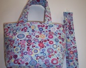 Refreshing Gift Set Periwinkle Dotty Circles Teeny Tote Bag Basket Bucket with Matching Headband Gift Set
