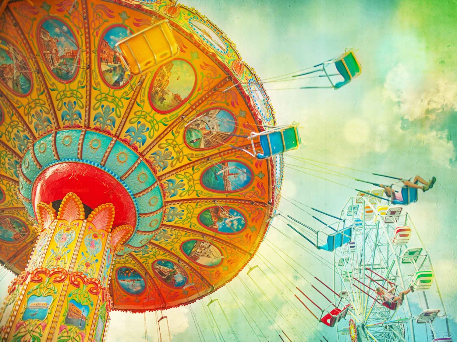 Carnival art nursery decor gallery wrapped wood panel Carnaval Au Soleil - 8x10 Signed by artist - Ready to hang