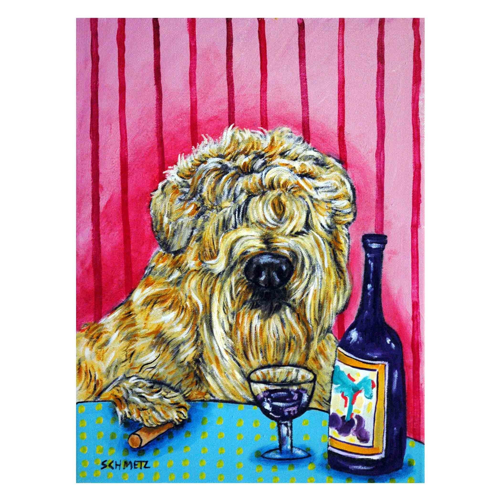 Soft Coated Wheaton Terrier at the Wine BAr Dog Art Set of Notecards and Envelopes