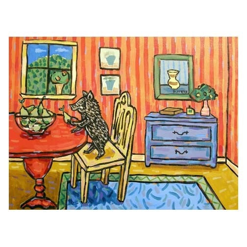 Pot Belly Pig Pear Thief Art Print