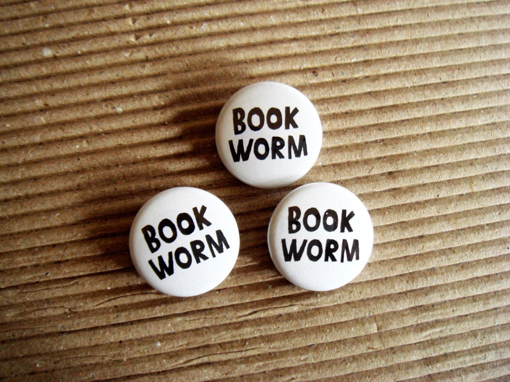 Bookworm 1 inch pin button