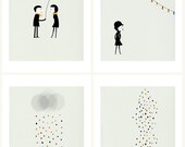 M and M set of four prints