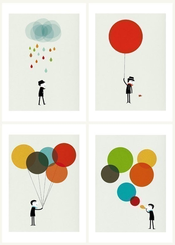 Monsieur set of four prints