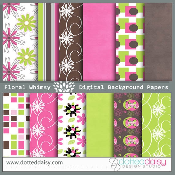 Floral Whimsy Digital Backgrounds