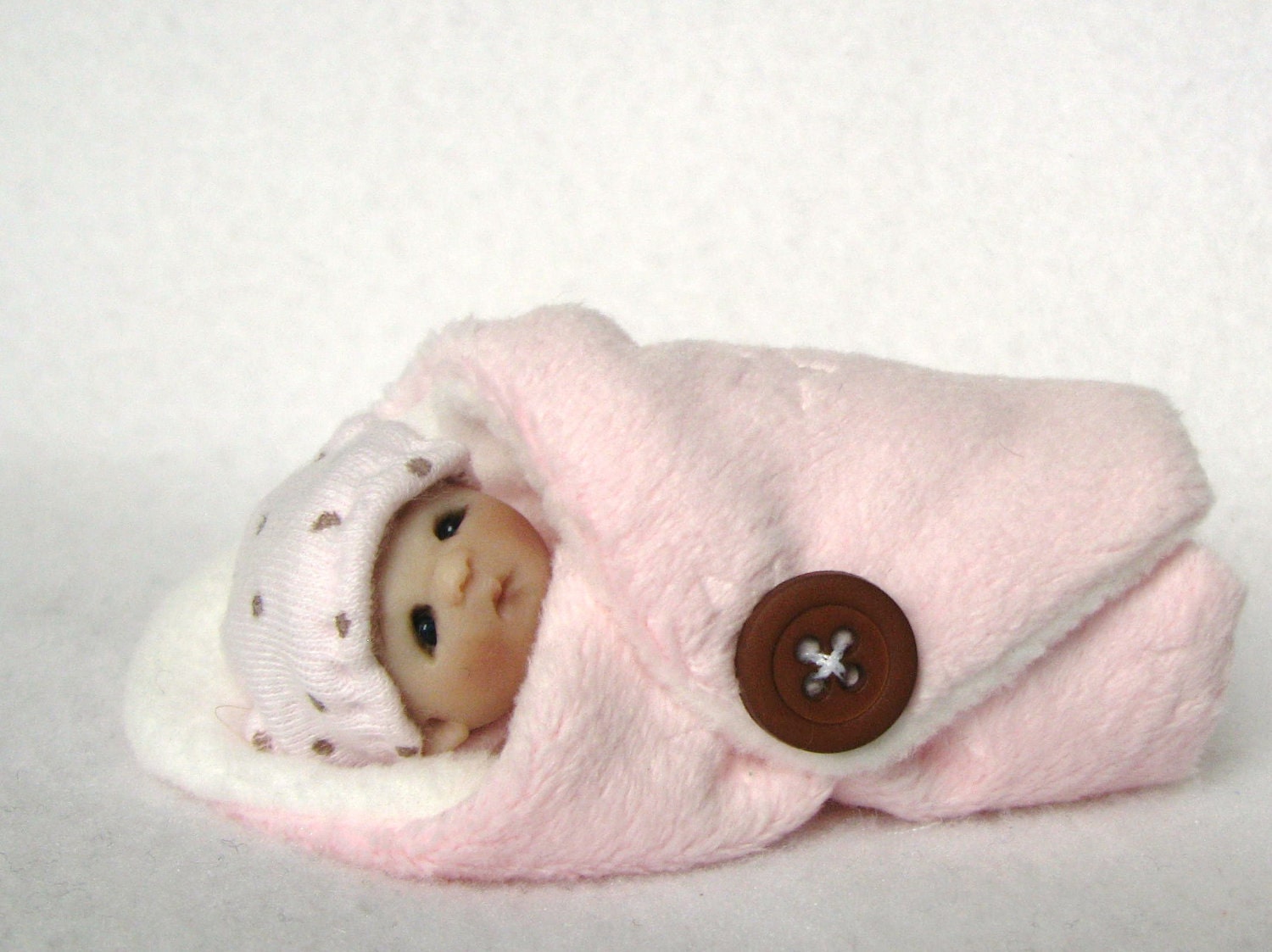 Cute as a Button OOAK Hande Sculpted Bundle Baby Girl in Pink