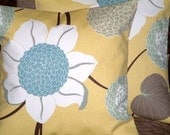 2 New 16"Contemporary Duck Egg Blue Saffron Yellow Flower Cushion Covers,Pillowcases,Pillow covers,Throw Pillows,NEW FABRIC 40cms