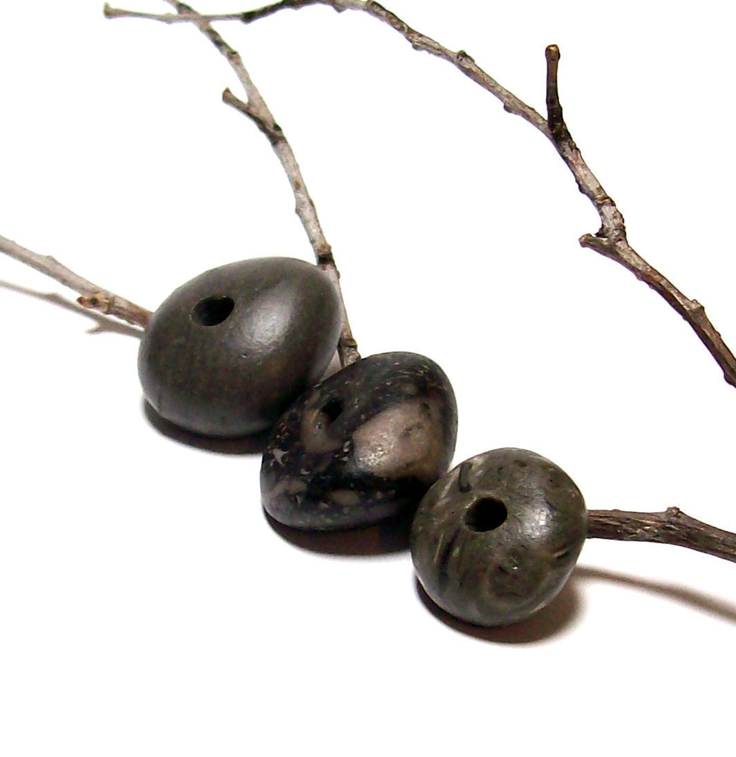 Drilled Beach Balls Pebbles Rocks for jewelry Making - Organic Bead Stack - "Sailor's Serenade" by StoneMe
