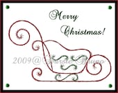 Santa's Sleigh Christmas Paper Embroidery Pattern for Greeting Cards