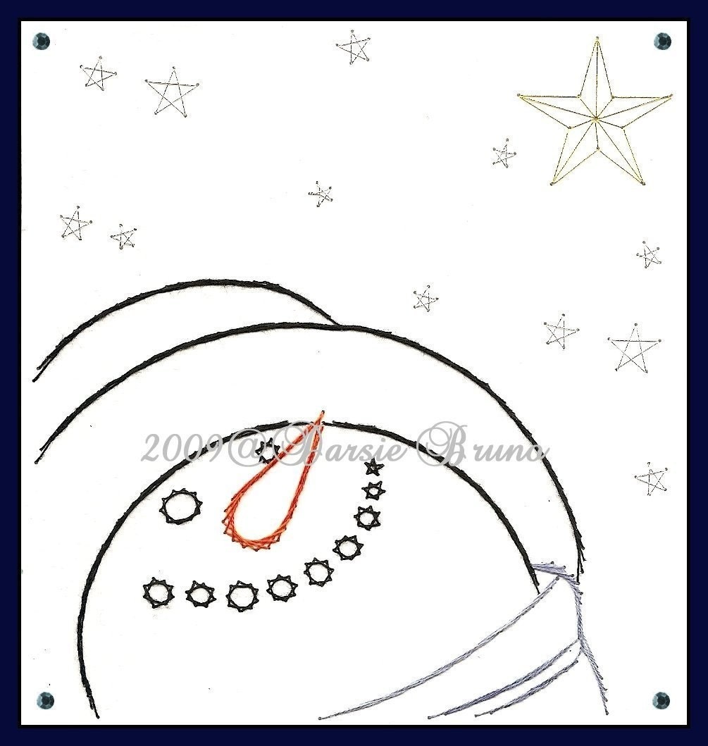 Snowman Christmas Star Paper Embroidery Pattern for Greeting Cards