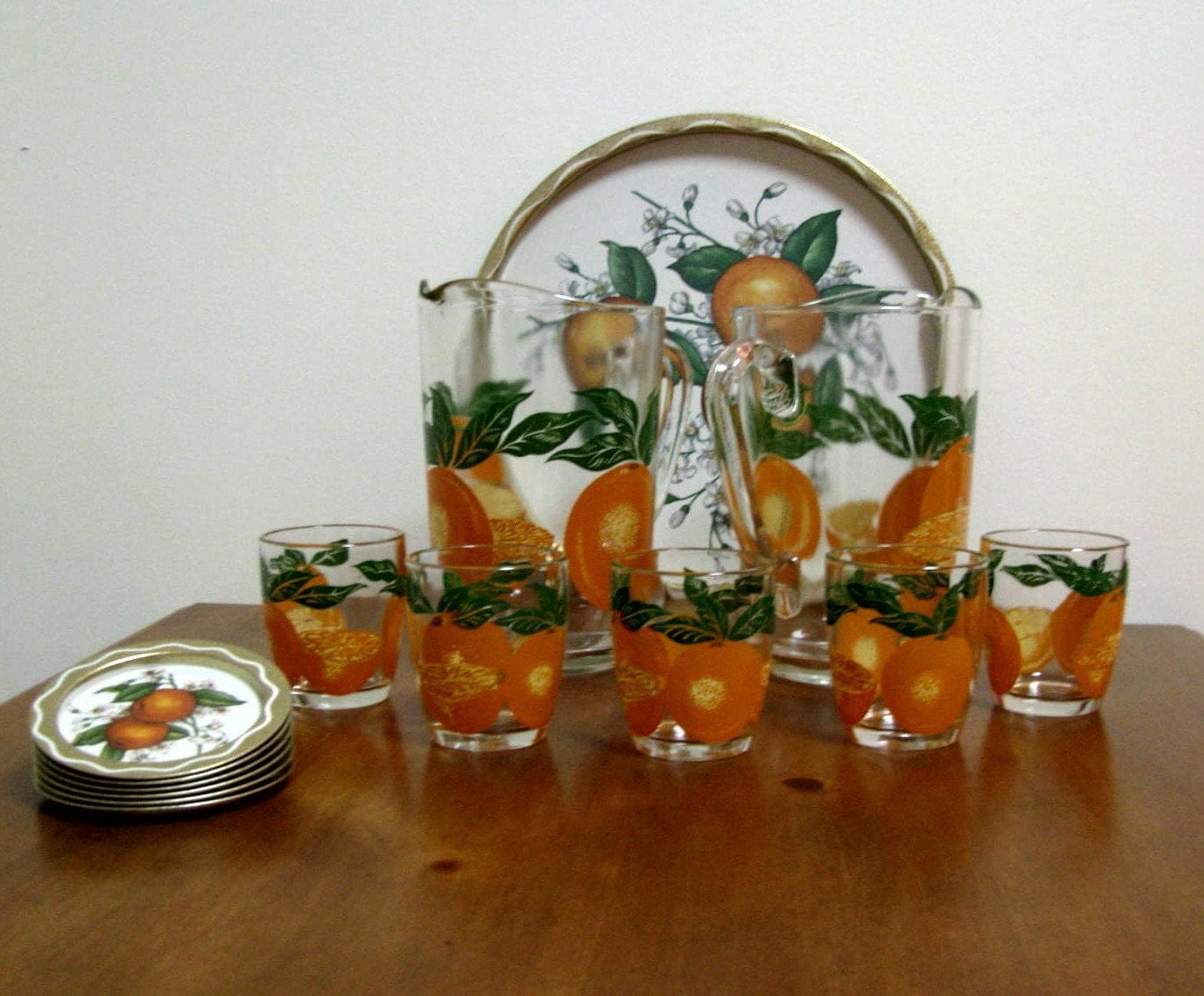 Vintage 1950's Orange Juice Pitcher Set by whimsicalvintage