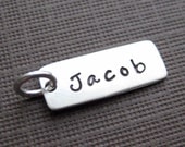 ADD a Name or a Date Charm - 3/4 inch long rectangle sterling silver tag (AO004)