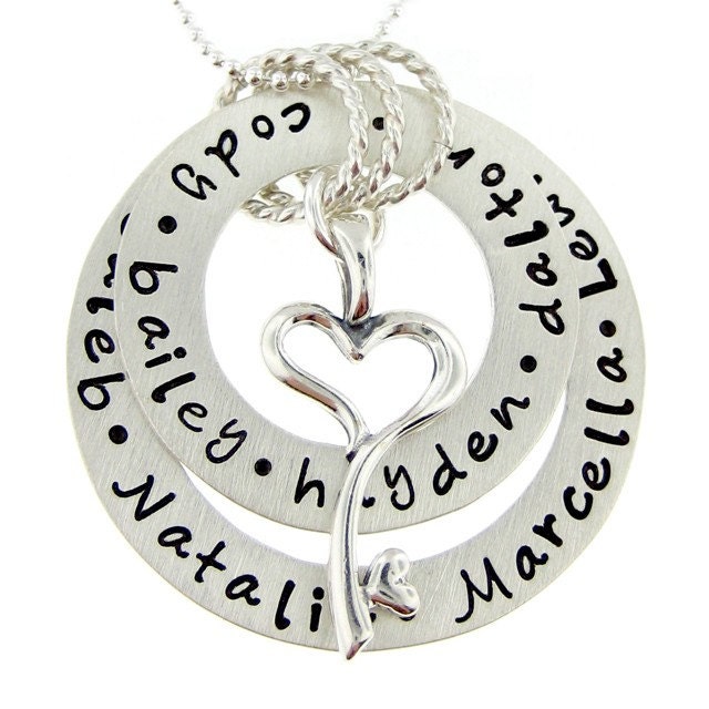 Hand Stamped Jewelry - Personalized Mothers and Grandmothers Necklace - Ultimate My Family holds a Key to My Heart - Mom & Grandma (NN011)