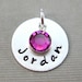 ADD a Name Charm with a Birthstone - 5/8 inch Round Sterling Silver Tag (AO003)