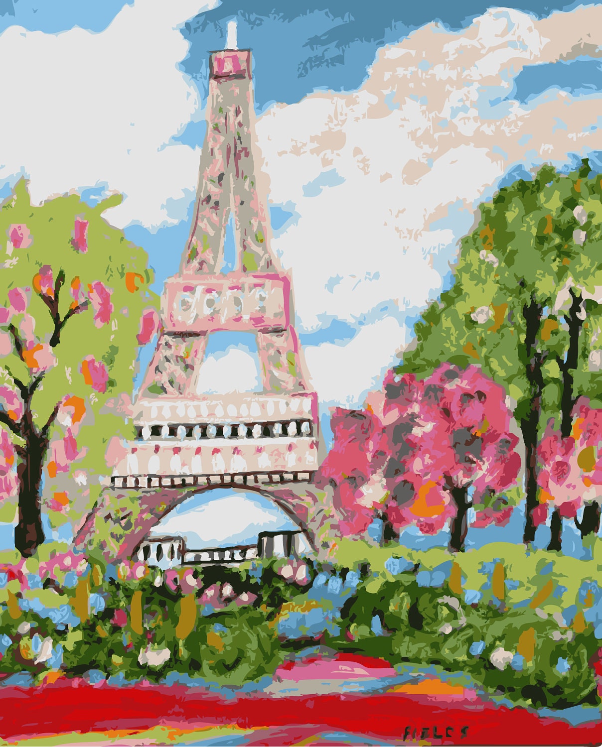 Eiffel Tower Dream Digital  - Large Print by Karen Fields 13 x 19"