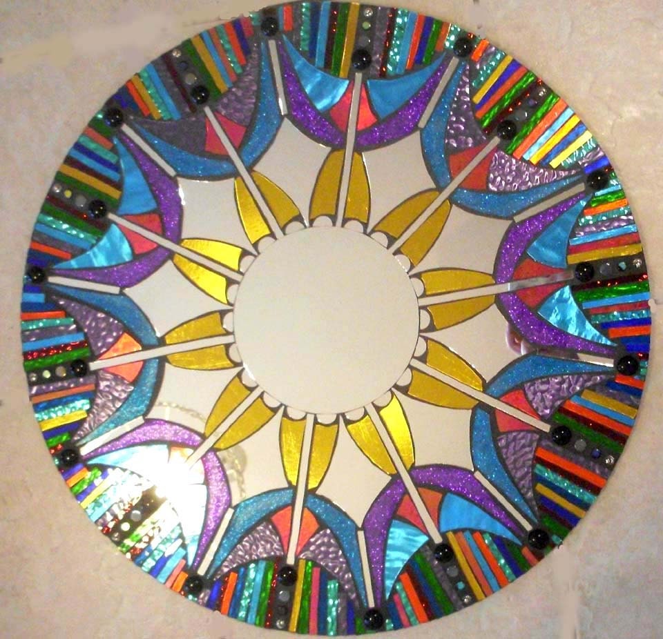 Mosaic Mirror Colorful Stained Glass Round